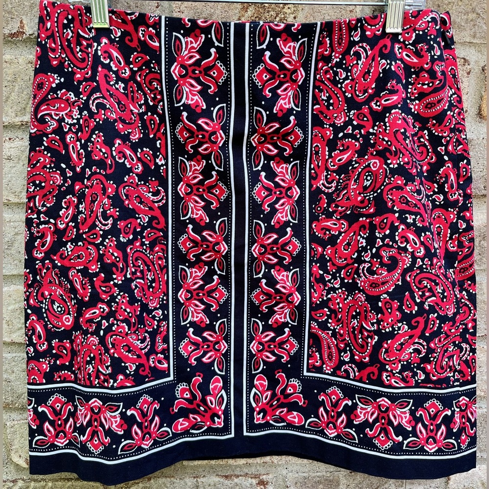 NWOT TALBOTS Red And Navy Bandana Print Skirt